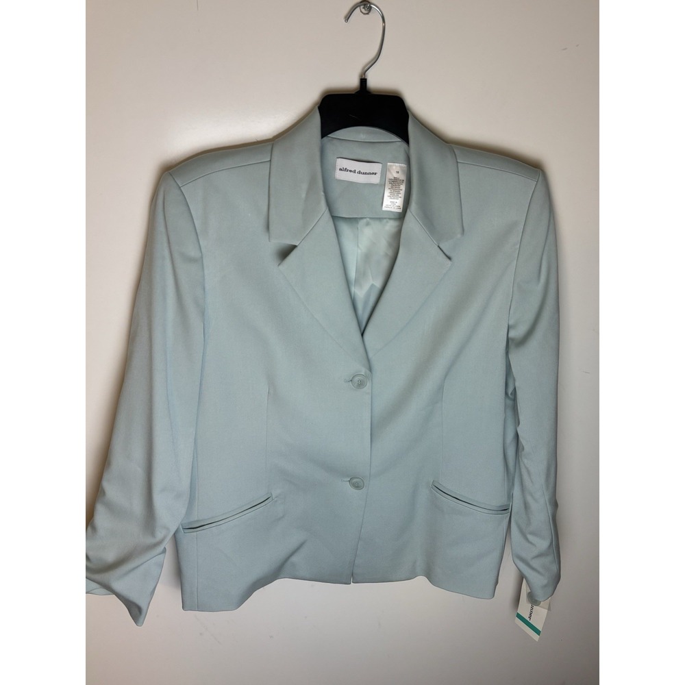 ALFRED DUNNER BLUE WOMEN BLAZER JACKET SIZE 16 2 BUTTONS NWT